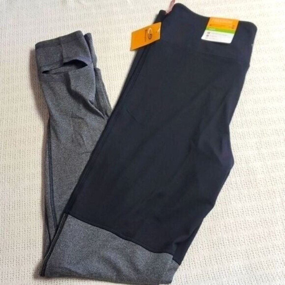 C9 Champion Freedom Duo Dry Stirrup Leggings XL Black Gray Colorblock Tights NEW